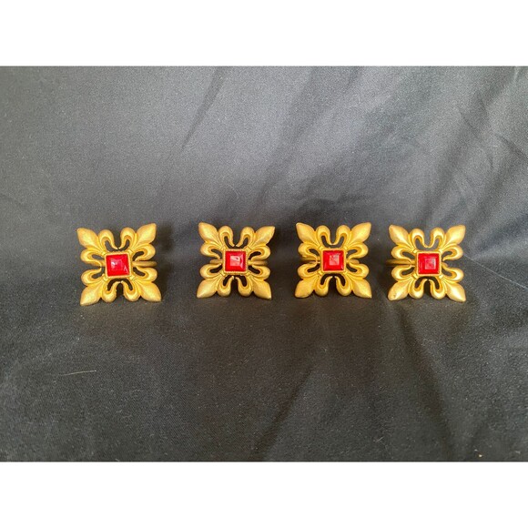 4 Gold Toned Elegant Napkin Rings - Picture 10 of 10